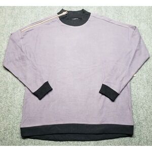 Xersion Pullover Sweater Womens L Purple Navy Metallic Long Sleeve Mock Neck New